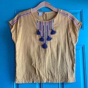 Yellow Ariat top, size Medium, Boho stitching